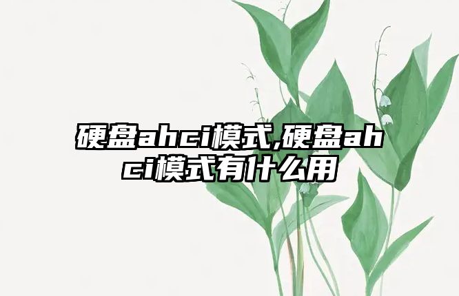 硬盤ahci模式,硬盤ahci模式有什么用